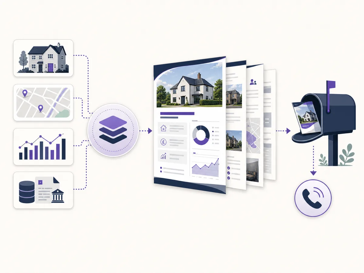 Workflow for creating a reviewed estate agent prospecting pack