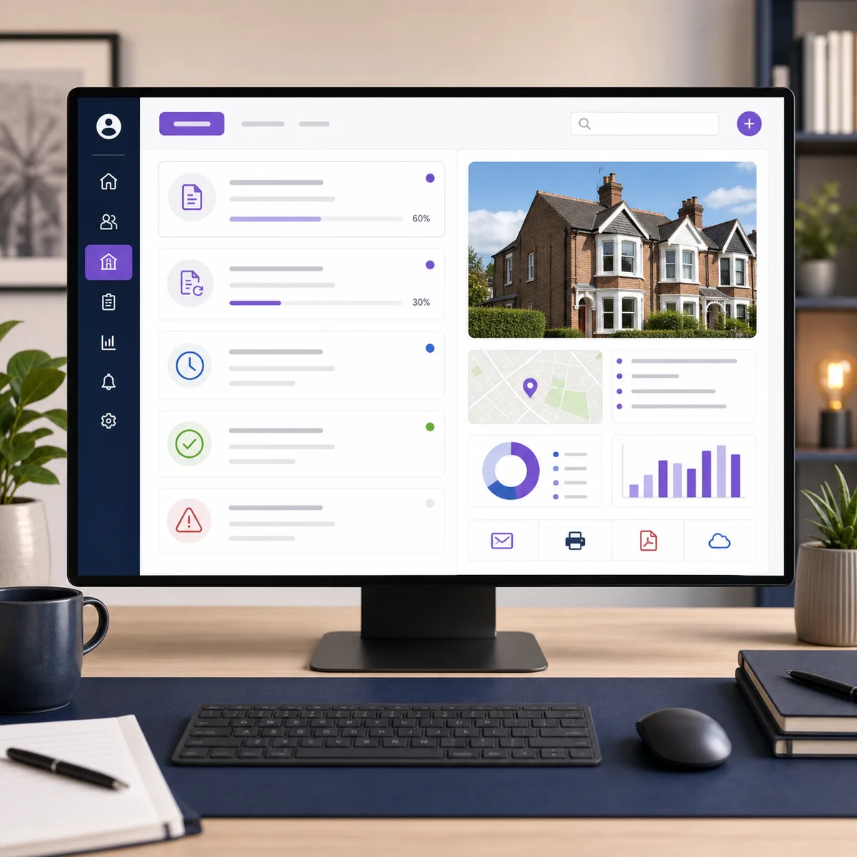 CRM tracking a property report from queued to ready