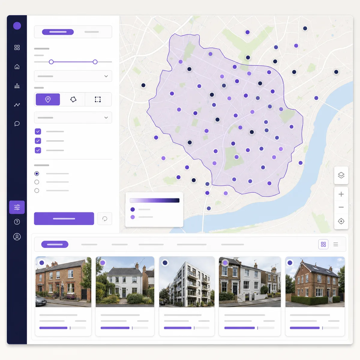 Area sold price analysis with property type and date filters